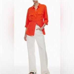 Babaton Aritzia Womens *IN ORANGE* Button Down Utility Blouse Top 2XS XXS
